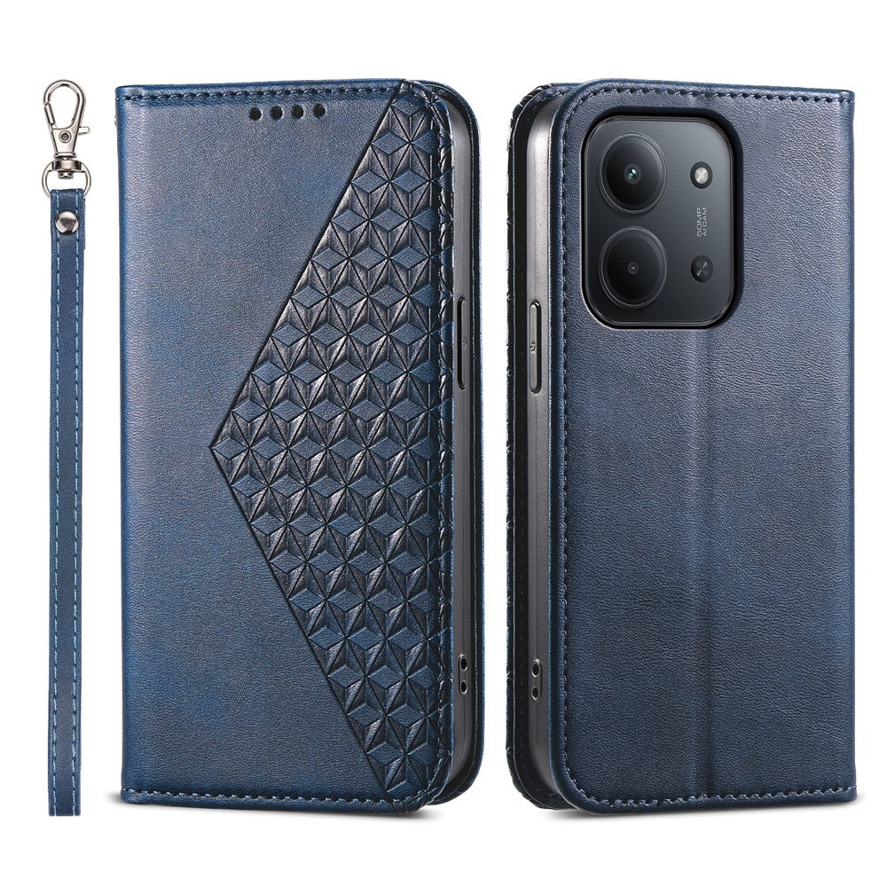 For Xiaomi Redmi 15C 5G (EU) (173mm)  /  4G (EU) (173mm) Case Calf Texture PU Leather Wallet Phone Cover with Wrist Strap
