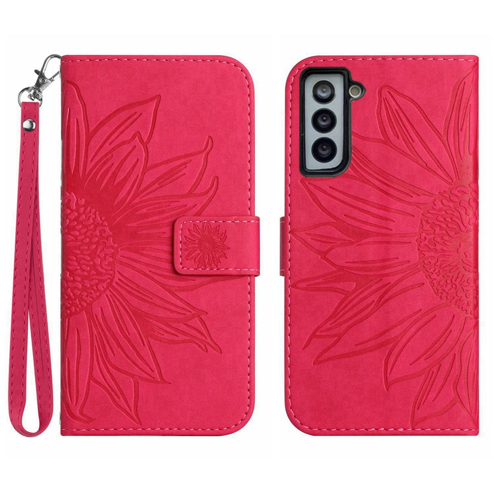 Galaxy S21 Plus 5G Wallet-Hülle – Sonnenblume aufgedruckt, mit Ständer & Riemen