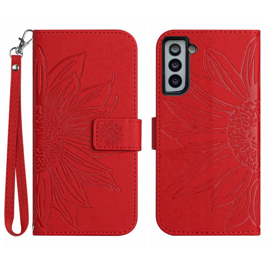 Galaxy S21 4G/5G Wallet-Hülle – Sonnenblume aufgedruckt, mit Ständer & Riemen