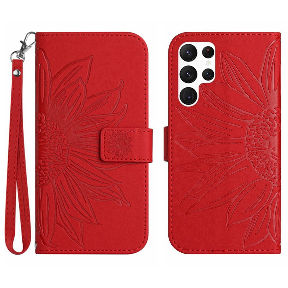 Galaxy S22 Ultra 5G Wallet-Hülle – Sonnenblume aufgedruckt, mit Ständer & Riemen