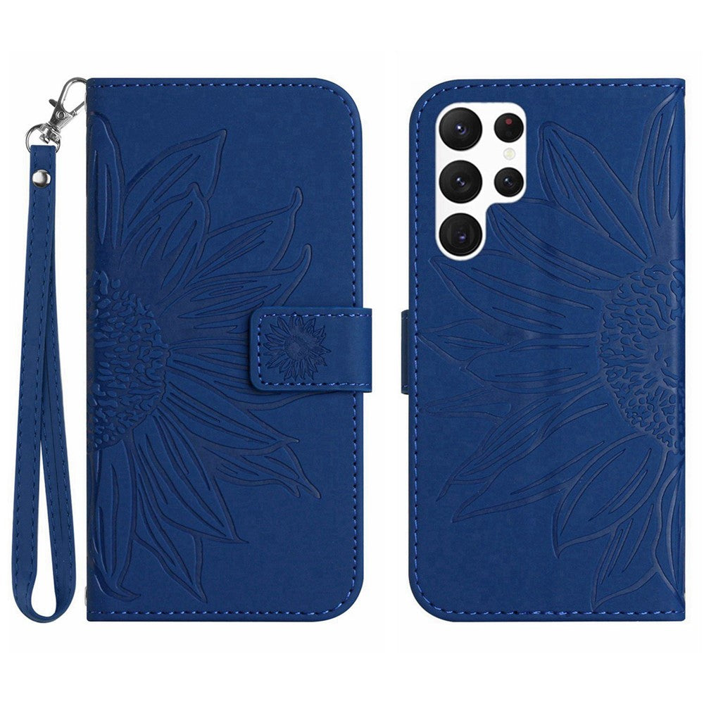 Galaxy S22 Ultra 5G Wallet-Hülle – Sonnenblume aufgedruckt, mit Ständer & Riemen