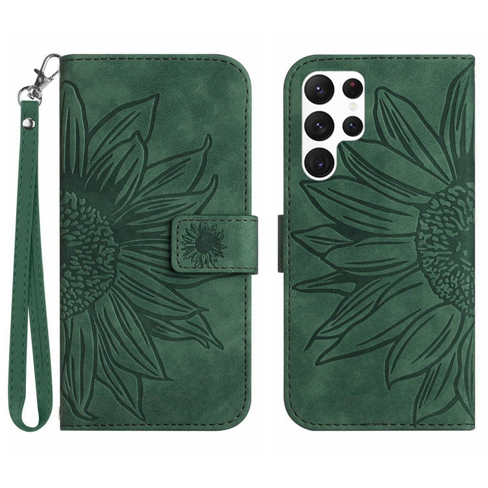 Galaxy S22 Ultra 5G Wallet-Hülle – Sonnenblume aufgedruckt, mit Ständer & Riemen