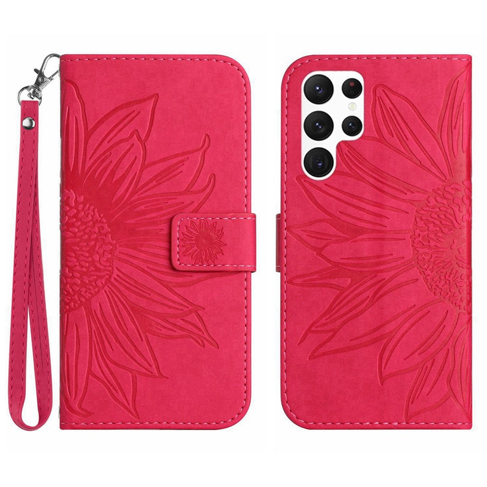 Galaxy S22 Ultra 5G Wallet-Hülle – Sonnenblume aufgedruckt, mit Ständer & Riemen