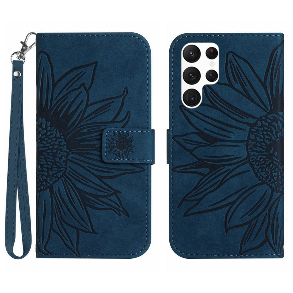 Galaxy S22 Ultra 5G Wallet-Hülle – Sonnenblume aufgedruckt, mit Ständer & Riemen