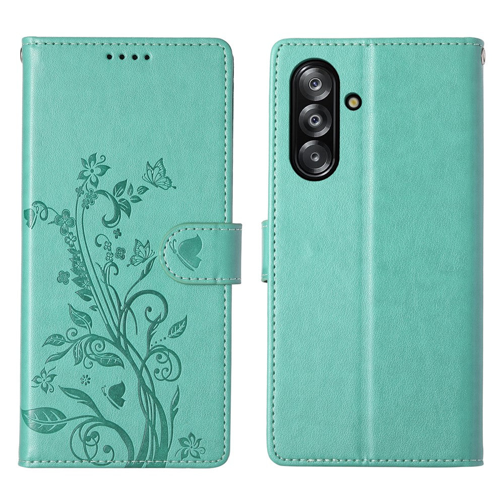 Galaxy A17 5G/4G Wallet-Hülle – Schmetterling & Blumen Design
