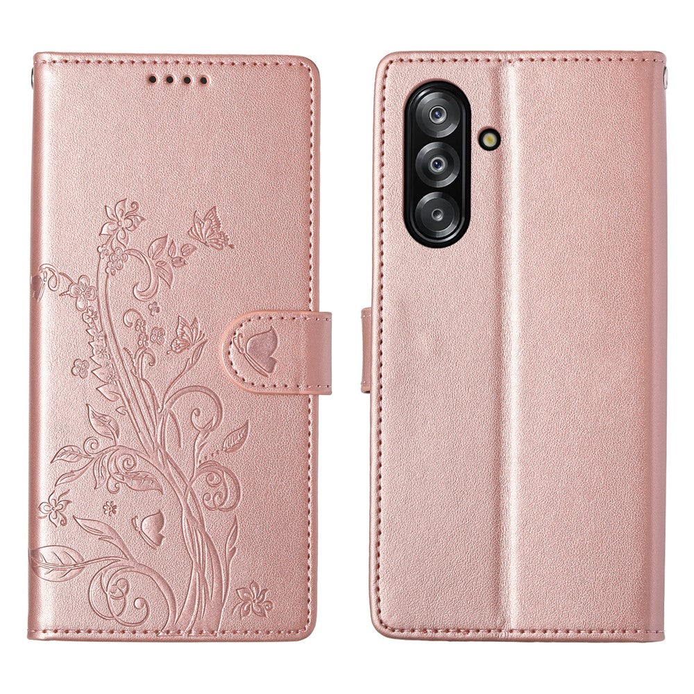 Galaxy A17 5G/4G Wallet-Hülle – Schmetterling & Blumen Design