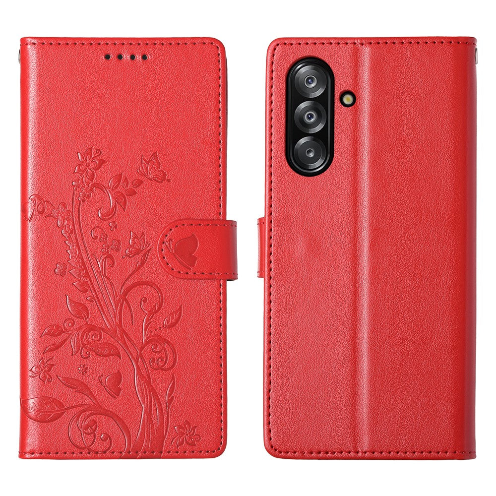 Galaxy A17 5G/4G Wallet-Hülle – Schmetterling & Blumen Design
