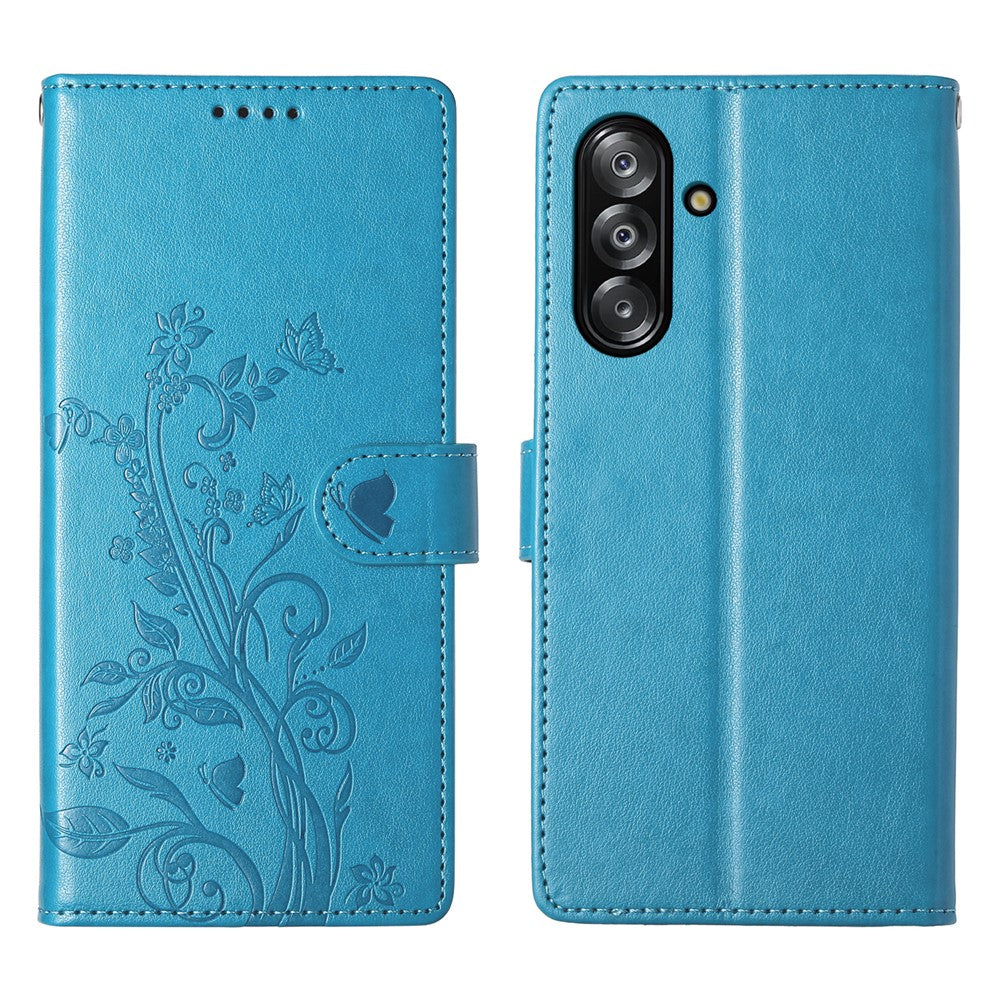 Galaxy A17 5G/4G Wallet-Hülle – Schmetterling & Blumen Design