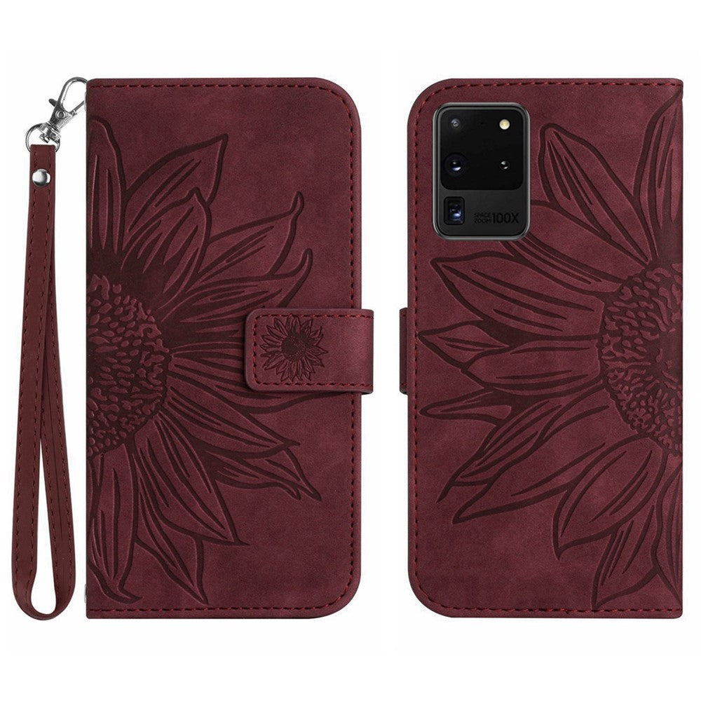 Galaxy S20 Ultra Wallet-Hülle – Sonnenblume aufgedruckt, mit Ständer & Riemen
