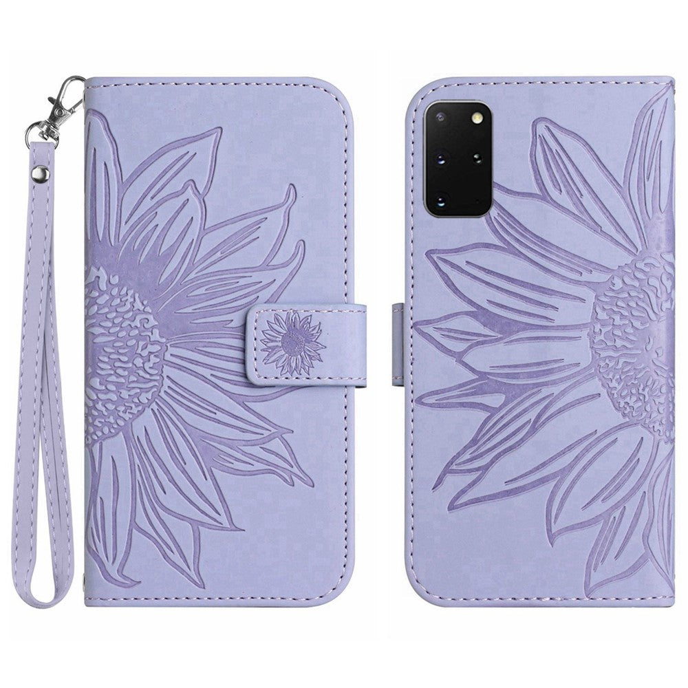 Galaxy S20 Plus 4G/5G Wallet-Hülle – Sonnenblume aufgedruckt, mit Ständer & Riemen