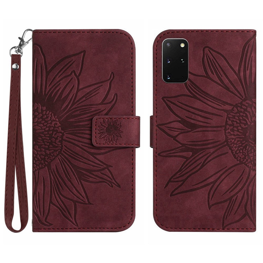 Galaxy S20 Plus 4G/5G Wallet-Hülle – Sonnenblume aufgedruckt, mit Ständer & Riemen