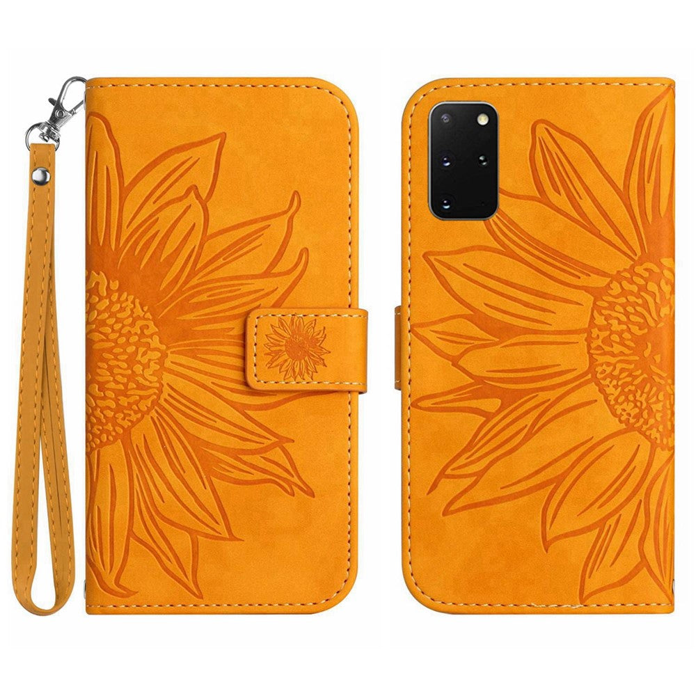 Galaxy S20 Plus 4G/5G Wallet-Hülle – Sonnenblume aufgedruckt, mit Ständer & Riemen