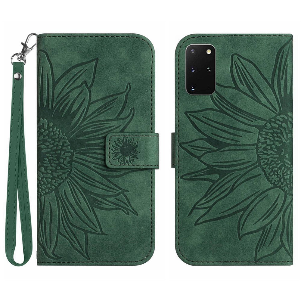 Galaxy S20 Plus 4G/5G Wallet-Hülle – Sonnenblume aufgedruckt, mit Ständer & Riemen