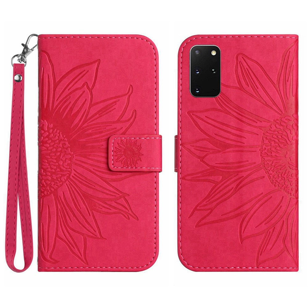 Galaxy S20 Plus 4G/5G Wallet-Hülle – Sonnenblume aufgedruckt, mit Ständer & Riemen