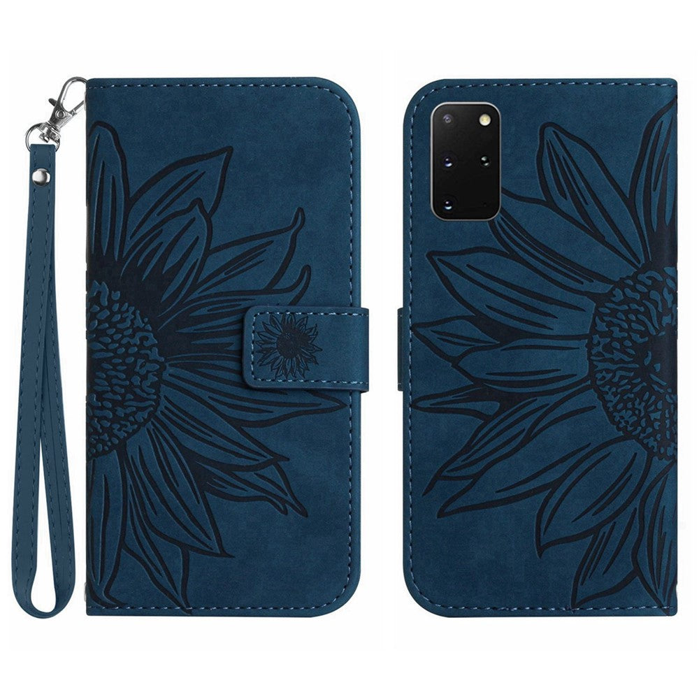 Galaxy S20 Plus 4G/5G Wallet-Hülle – Sonnenblume aufgedruckt, mit Ständer & Riemen