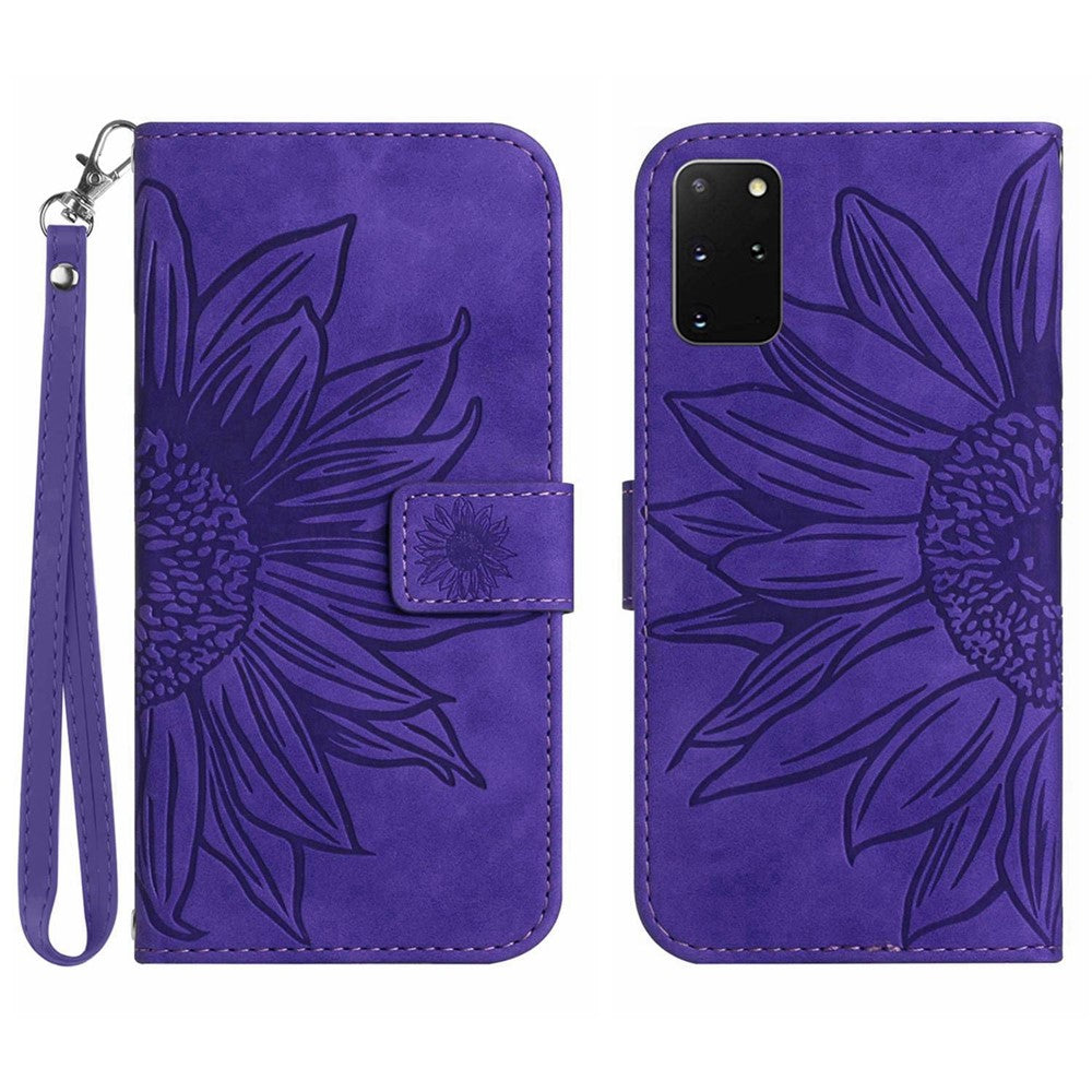 Galaxy S20 Plus 4G/5G Wallet-Hülle – Sonnenblume aufgedruckt, mit Ständer & Riemen