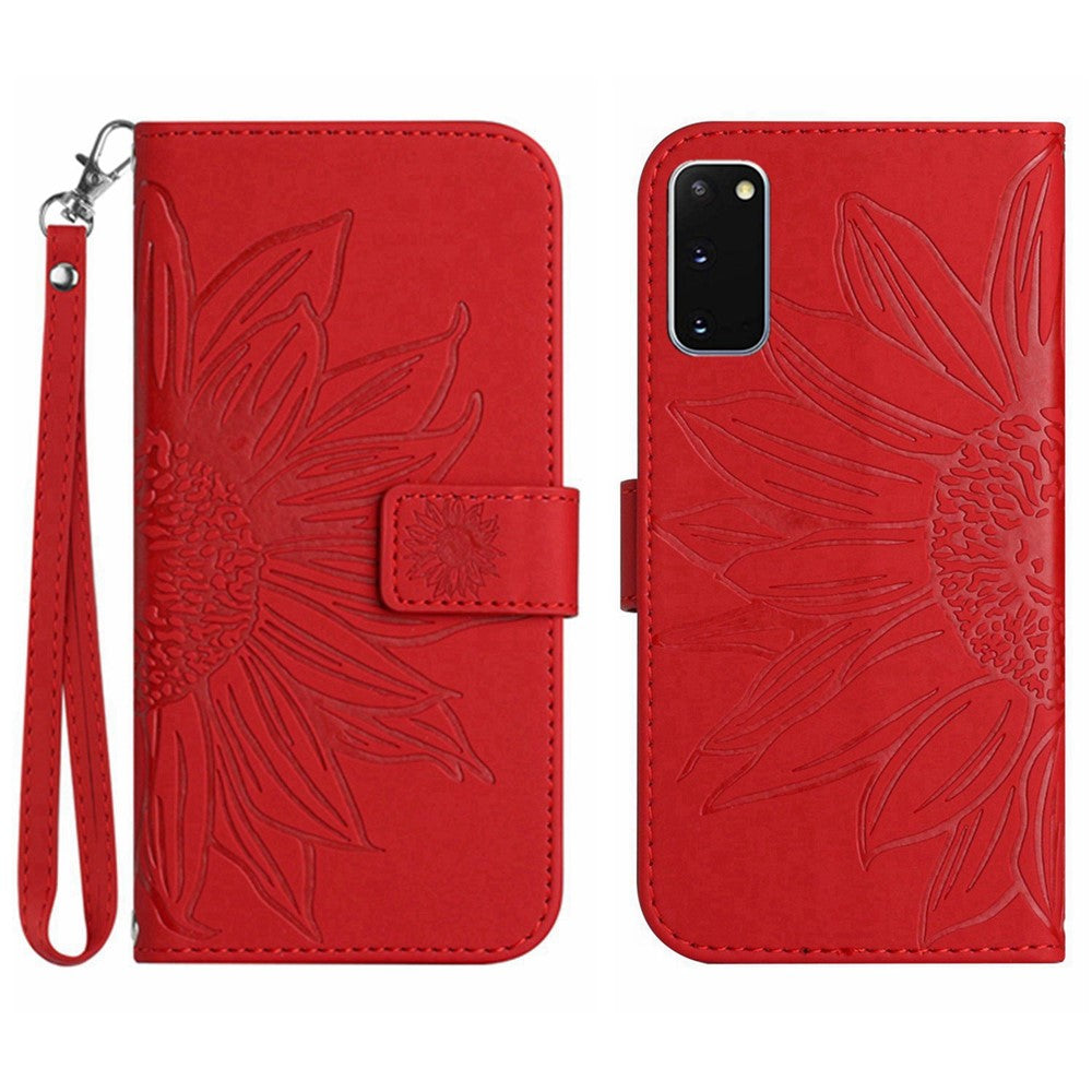 Galaxy S20 4G/5G Wallet-Hülle – Sonnenblume aufgedruckt, mit Ständer & Riemen
