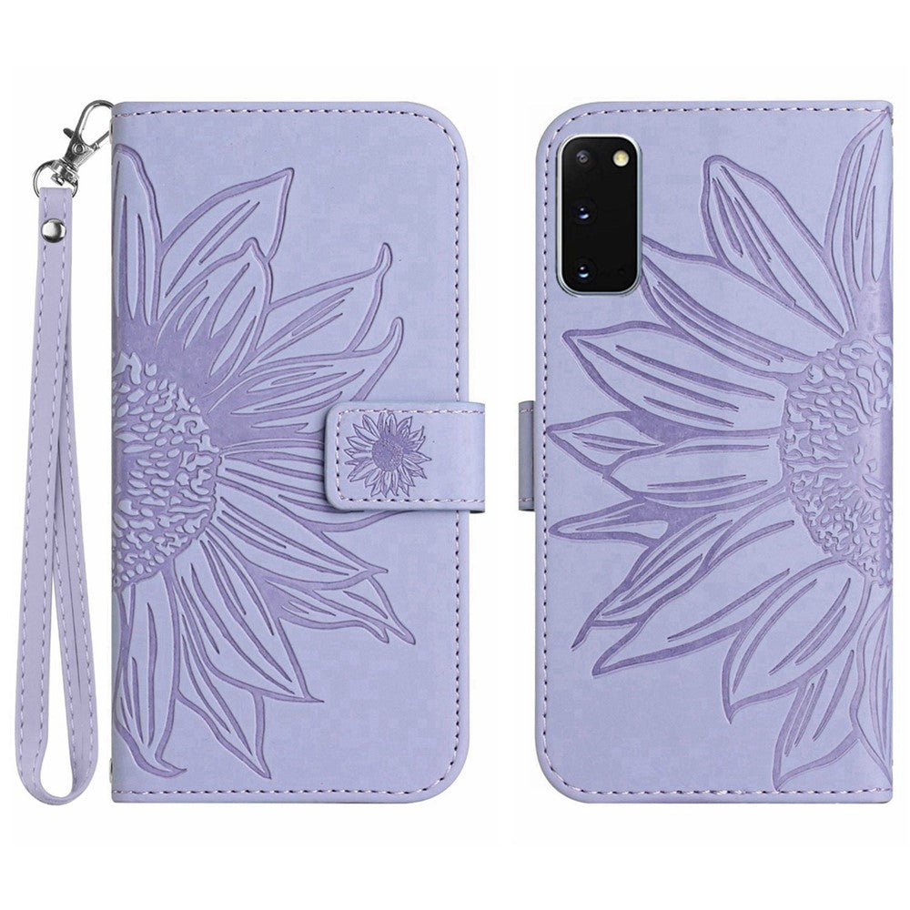 Galaxy S20 4G/5G Wallet-Hülle – Sonnenblume aufgedruckt, mit Ständer & Riemen