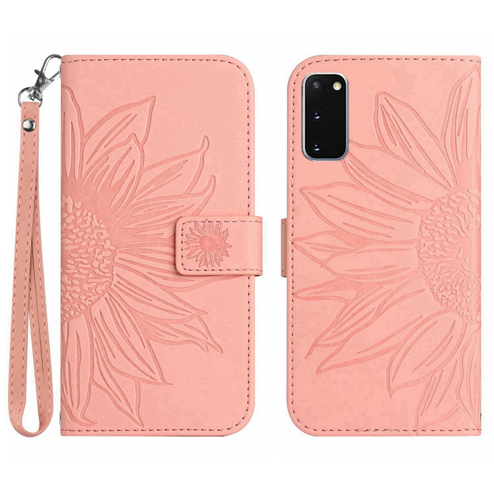 Galaxy S20 4G/5G Wallet-Hülle – Sonnenblume aufgedruckt, mit Ständer & Riemen