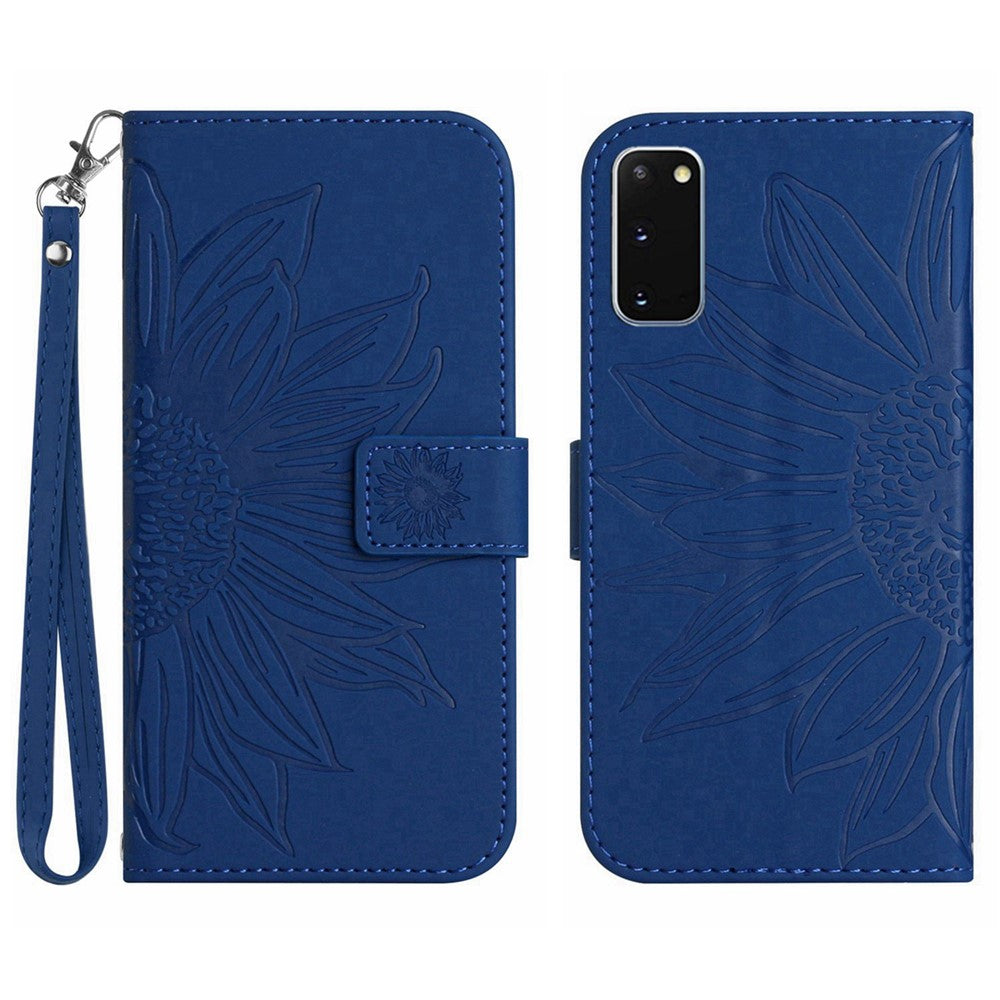 Galaxy S20 4G/5G Wallet-Hülle – Sonnenblume aufgedruckt, mit Ständer & Riemen