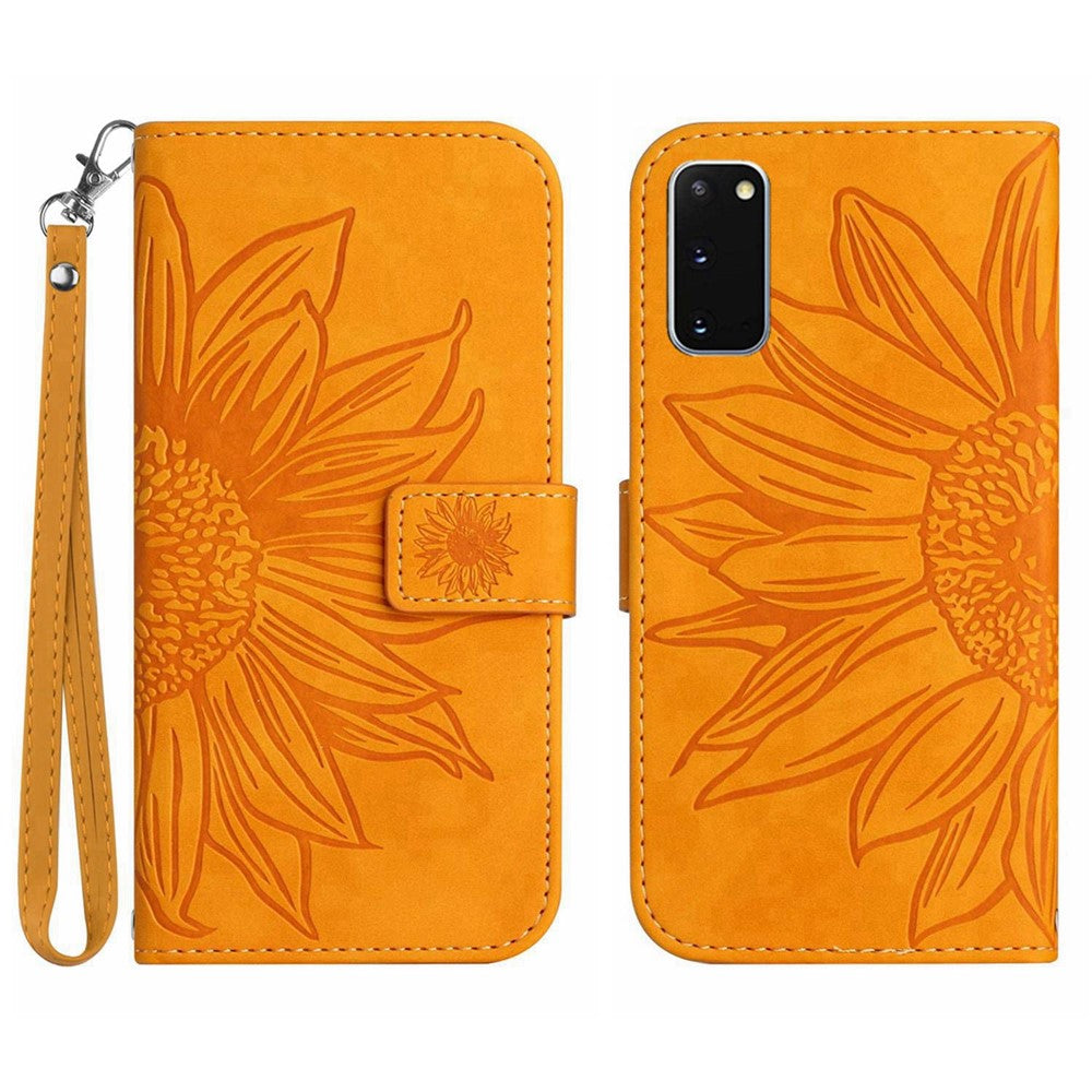 Galaxy S20 4G/5G Wallet-Hülle – Sonnenblume aufgedruckt, mit Ständer & Riemen
