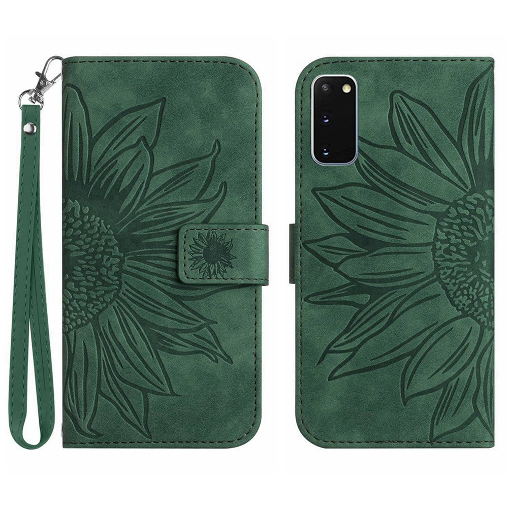 Galaxy S20 4G/5G Wallet-Hülle – Sonnenblume aufgedruckt, mit Ständer & Riemen