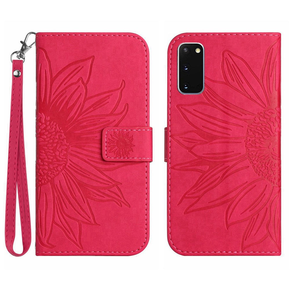 Galaxy S20 4G/5G Wallet-Hülle – Sonnenblume aufgedruckt, mit Ständer & Riemen