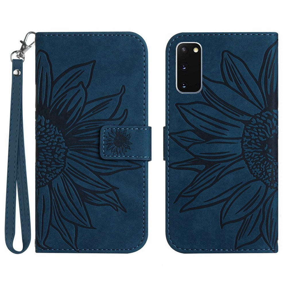 Galaxy S20 4G/5G Wallet-Hülle – Sonnenblume aufgedruckt, mit Ständer & Riemen