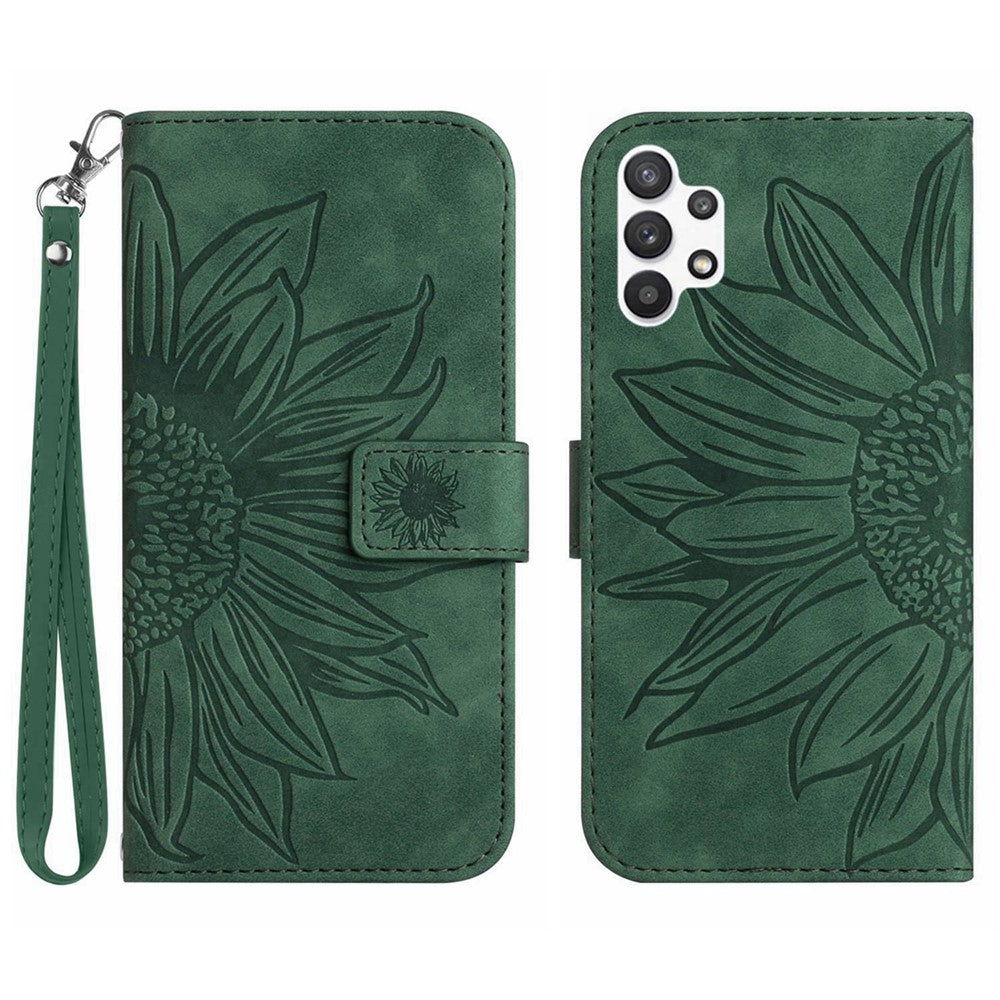 Galaxy A32 / M32 5G Wallet-Hülle – Sonnenblume aufgedruckt, mit Ständer & Riemen