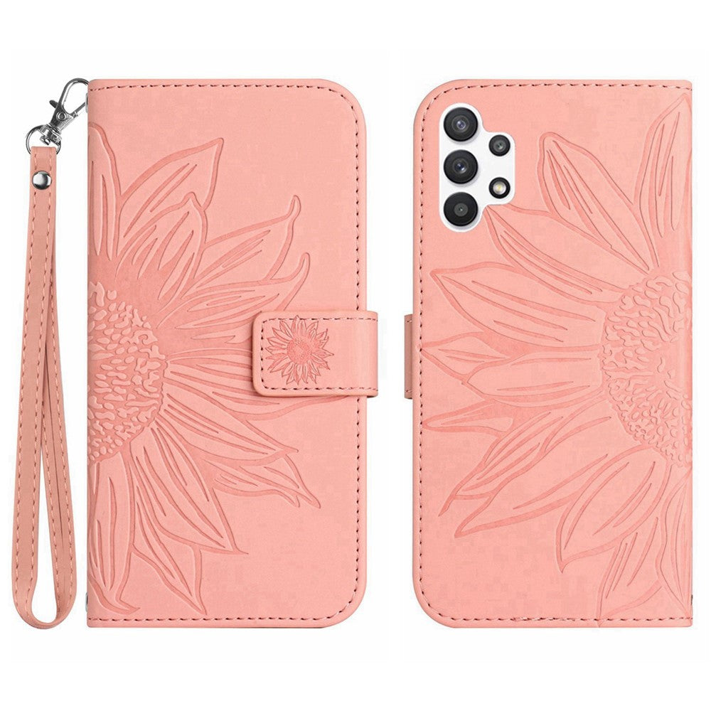 Galaxy A32 4G Wallet-Hülle – Sonnenblume aufgedruckt, mit Ständer & Riemen