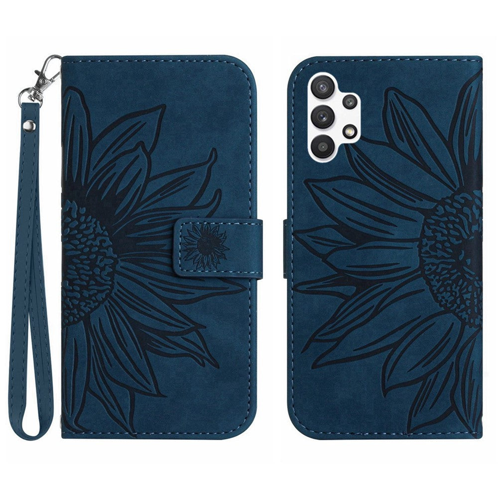 Galaxy A32 4G Wallet-Hülle – Sonnenblume aufgedruckt, mit Ständer & Riemen