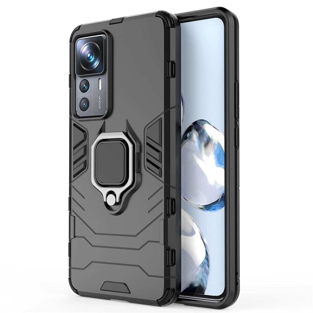 For Xiaomi 12T Pro 5G Ring Holder Kickstand Protective Phone Cover Hard PC Soft TPU Drop-proof Case