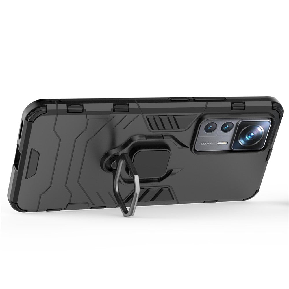 For Xiaomi 12T Pro 5G Ring Holder Kickstand Protective Phone Cover Hard PC Soft TPU Drop-proof Case