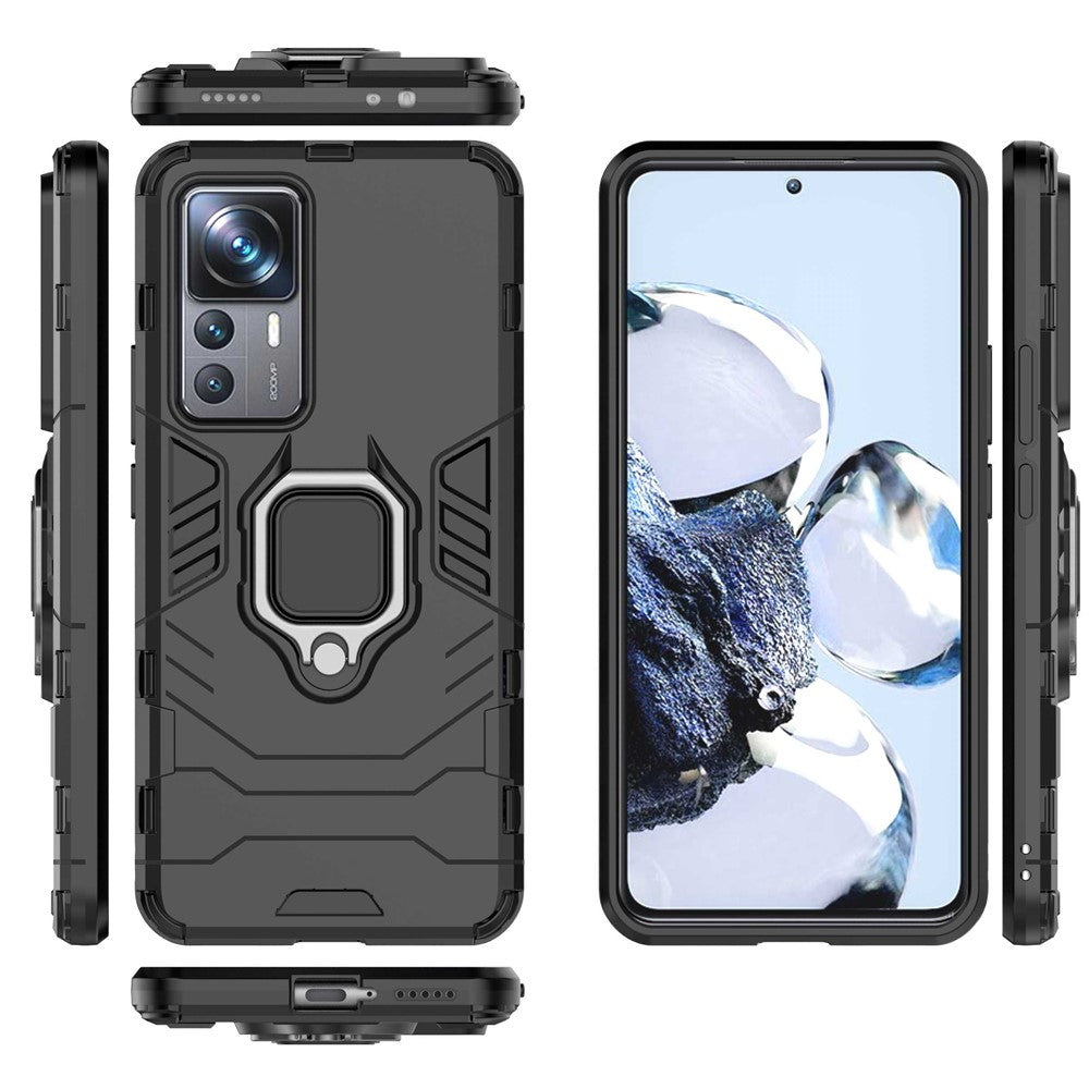 For Xiaomi 12T Pro 5G Ring Holder Kickstand Protective Phone Cover Hard PC Soft TPU Drop-proof Case
