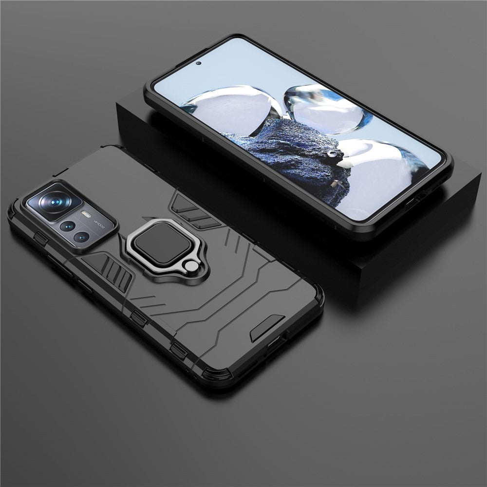 For Xiaomi 12T Pro 5G Ring Holder Kickstand Protective Phone Cover Hard PC Soft TPU Drop-proof Case