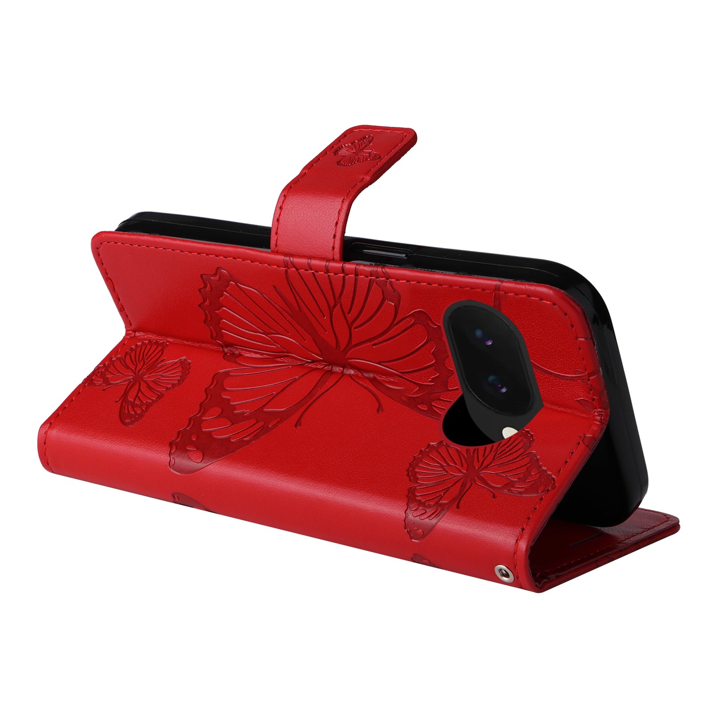 Pixel 9a Wallet-Hülle – Schmetterling Aufgedruckt & Mit Ständer und Riemen