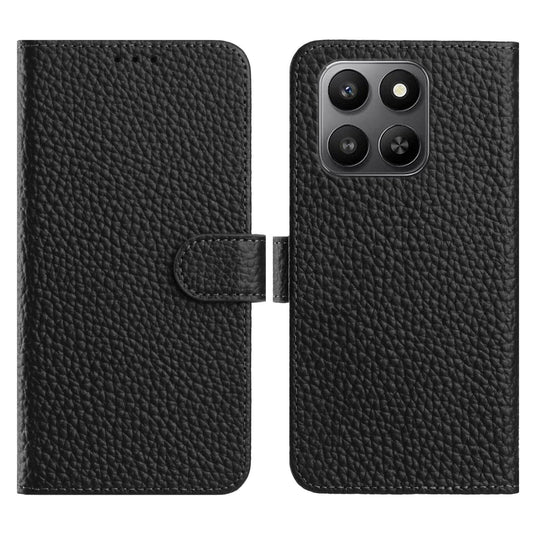 For Honor 400 Smart 5G / 4G / X7d 4G Case Wallet Stand Litchi Texture Genuine Cow Leather Flip Phone Cover