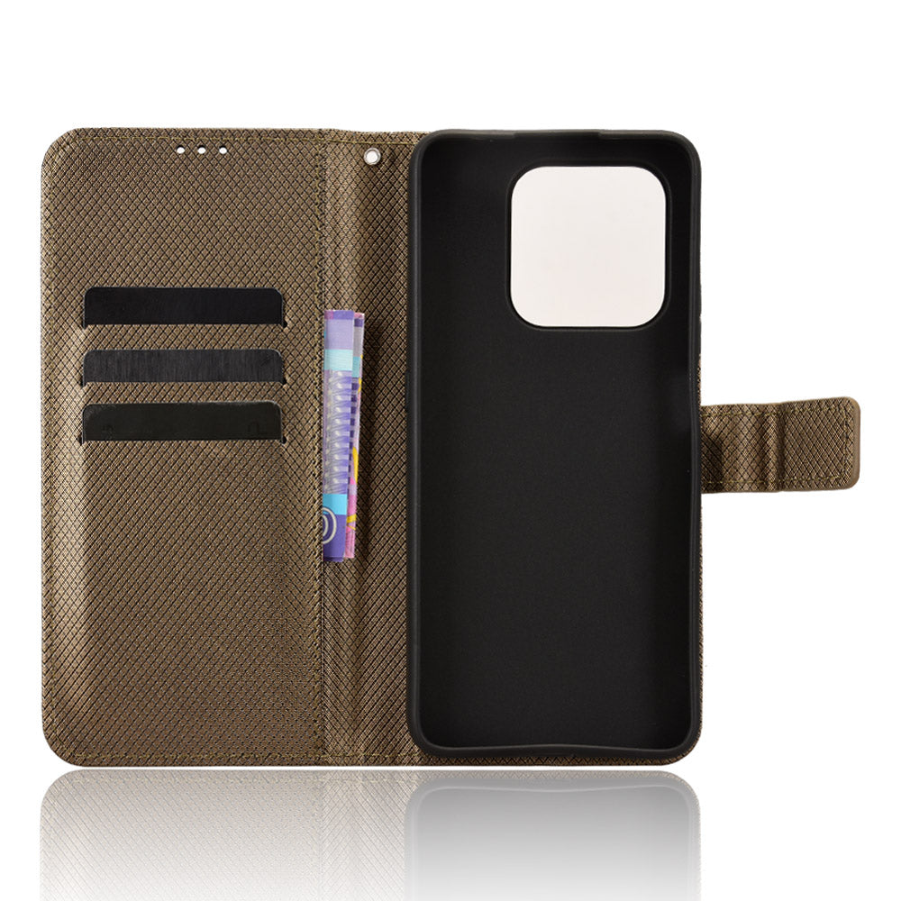 For Honor 400 Smart 5G / 4G / X7d 4G Leather Wallet Case with Strap Diamond Texture Phone Cover
