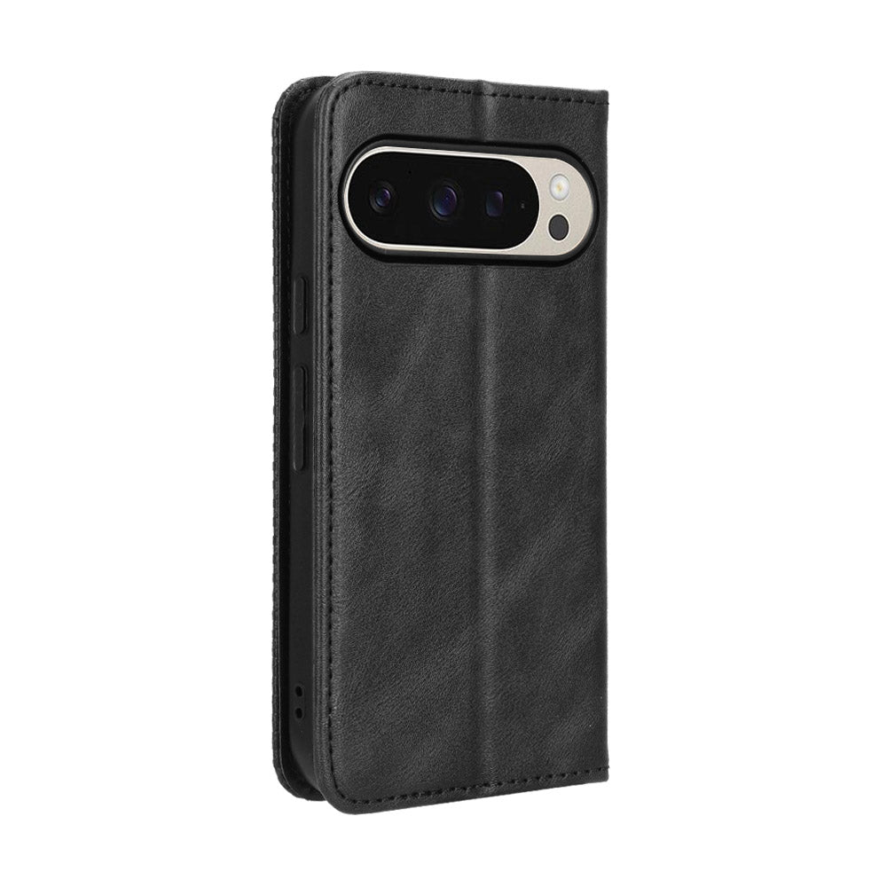 Pixel 10 Pro XL Lederhülle – Mit Brieftaschenfunktion, Ständer & Retro-Textur