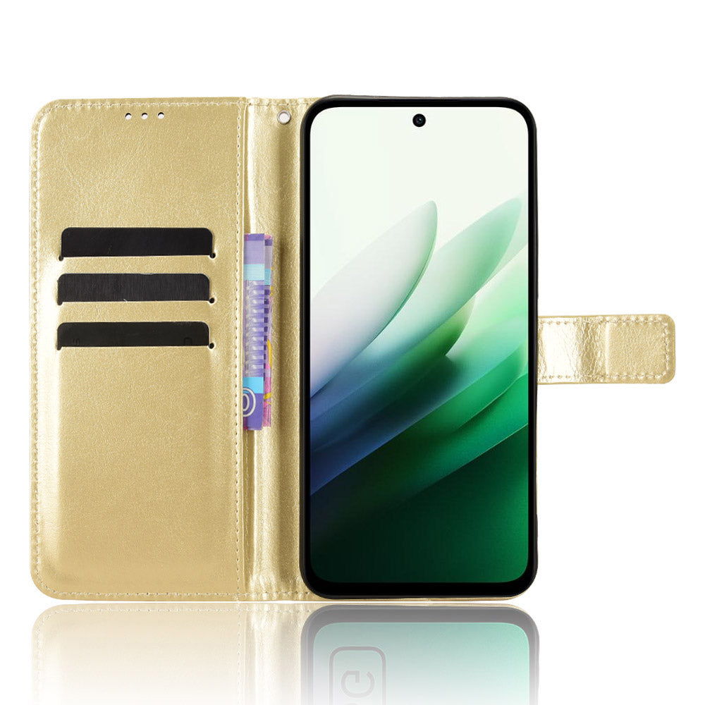For Xiaomi Redmi 15 4G (EU) (171mm) PU Leather Case with Strap Crazy Horse Texture Phone Wallet Cover