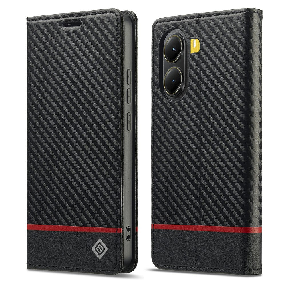 LC.IMEEKE For Xiaomi Poco X7 Pro 5G Wallet Case Carbon Fiber Texture Leather Phone Cover