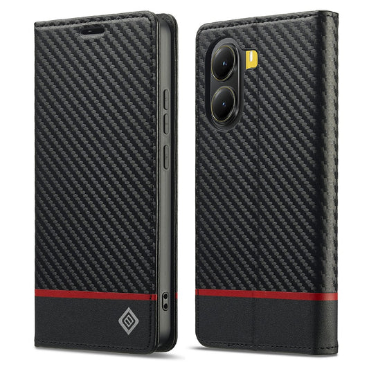 LC.IMEEKE For Xiaomi Poco X7 Pro 5G Wallet Case Carbon Fiber Texture Leather Phone Cover
