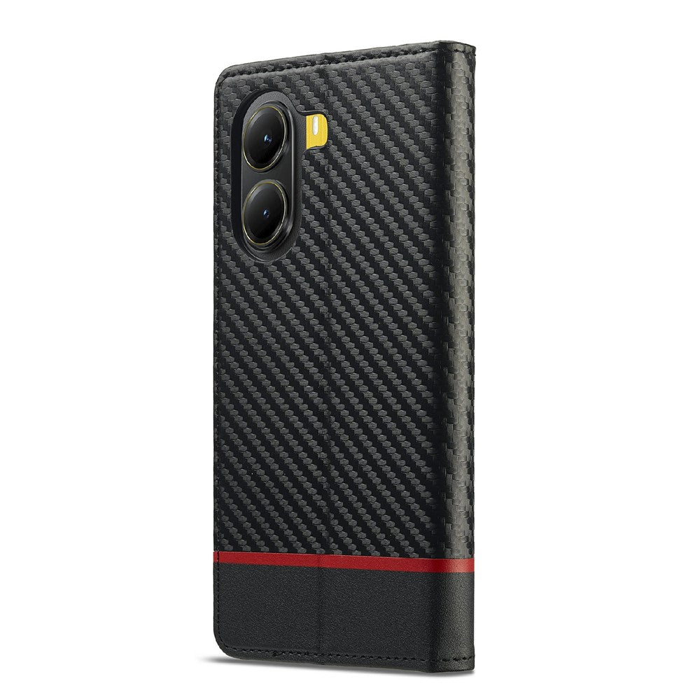 LC.IMEEKE For Xiaomi Poco X7 Pro 5G Wallet Case Carbon Fiber Texture Leather Phone Cover
