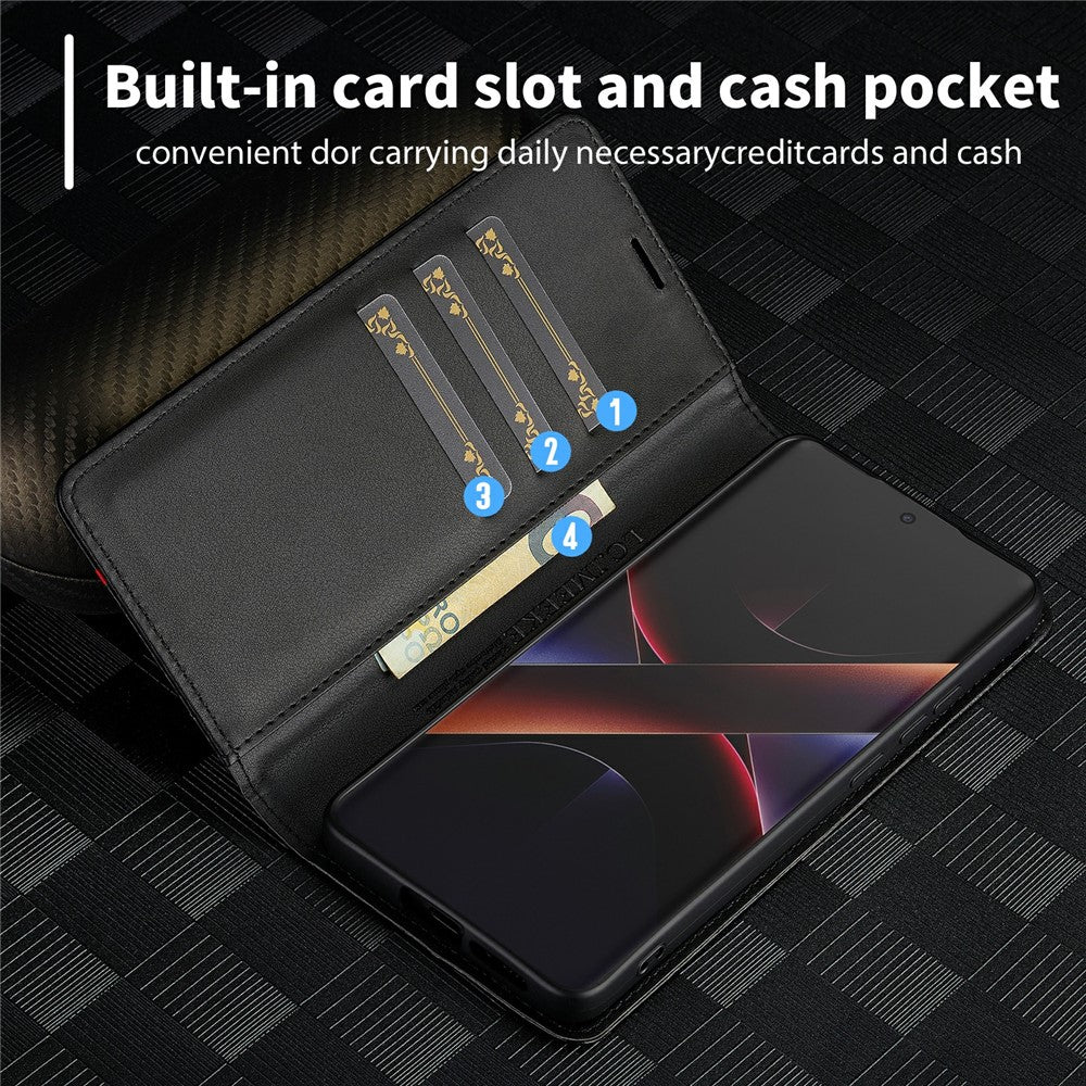 LC.IMEEKE For Xiaomi Poco X7 Pro 5G Wallet Case Carbon Fiber Texture Leather Phone Cover