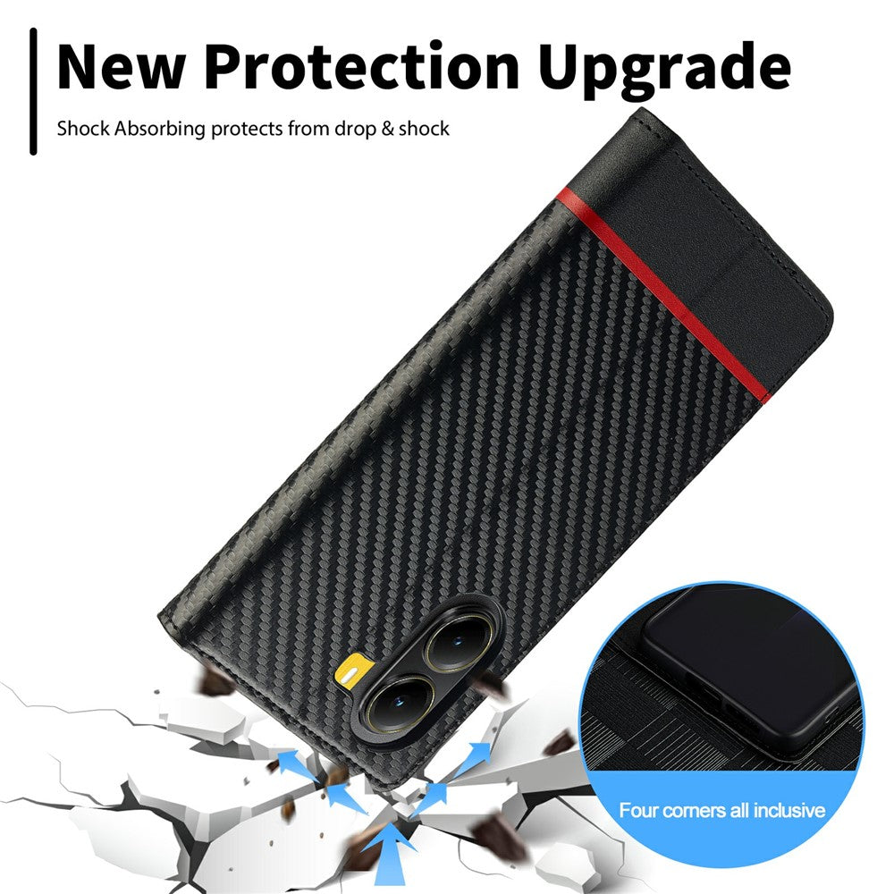 LC.IMEEKE For Xiaomi Poco X7 Pro 5G Wallet Case Carbon Fiber Texture Leather Phone Cover