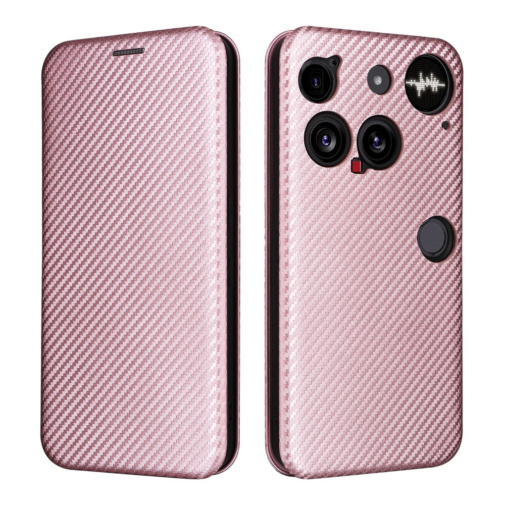 Nothing Phone (3) 5G Wallet-Handyhülle – Mit Carbonfaser-Textur, Kartenhalter, Lederständer
