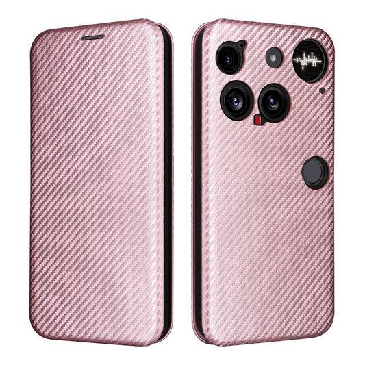 Nothing Phone (3) 5G Wallet-Handyhülle – Mit Carbonfaser-Textur, Kartenhalter, Lederständer