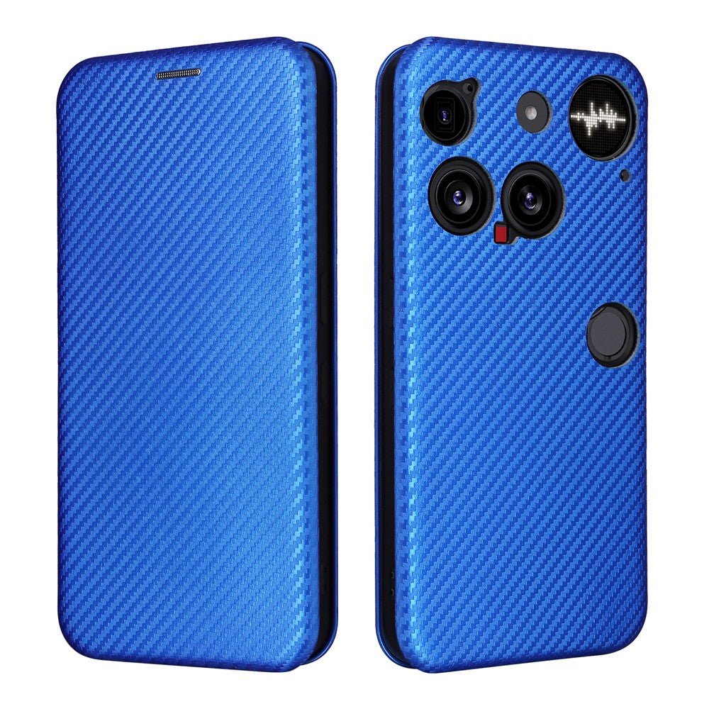 Nothing Phone (3) 5G Wallet-Handyhülle – Mit Carbonfaser-Textur, Kartenhalter, Lederständer
