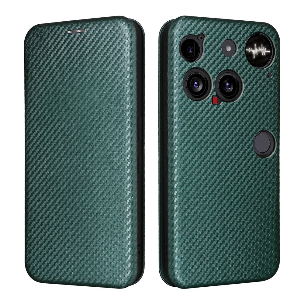 Nothing Phone (3) 5G Wallet-Handyhülle – Mit Carbonfaser-Textur, Kartenhalter, Lederständer