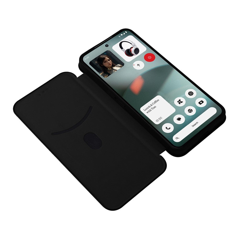 Nothing Phone (3) 5G Wallet-Handyhülle – Mit Carbonfaser-Textur, Kartenhalter, Lederständer
